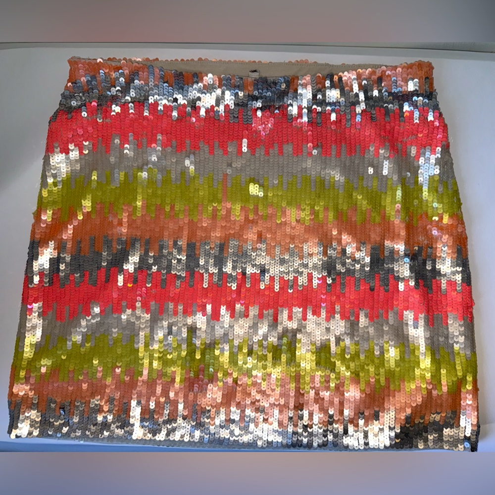 FREE PEOPLE MULTICOLOR LINED SEQUINED MINI SKIRT DZ M